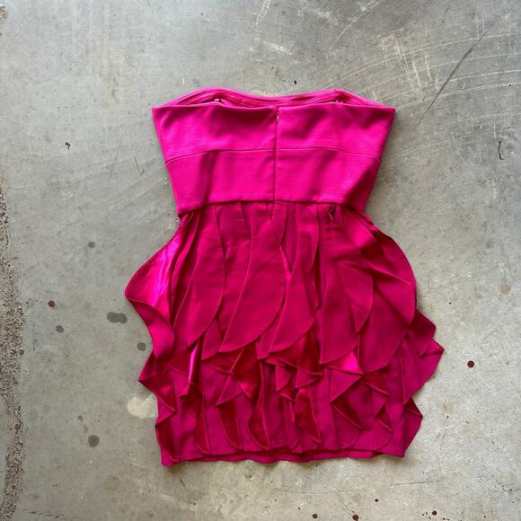 Cynthia Steffe Zoe Cerise Strapless Ruffle Dress Women's 8 Pink Cocktail Dress - Picture 1 of 6